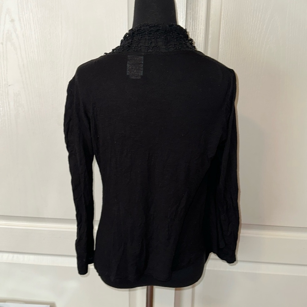 HIP BLACK STRETCH KNIT TRIM CARDIGAN
